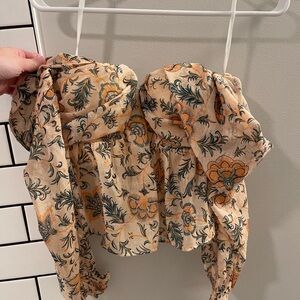 House of Harlow 1960 Cream and Orange Top